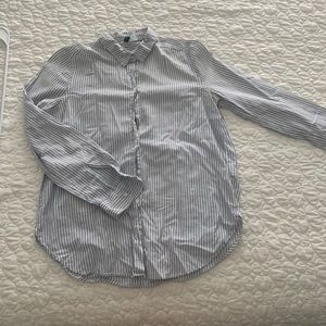 Womens vertical striped button up blouse